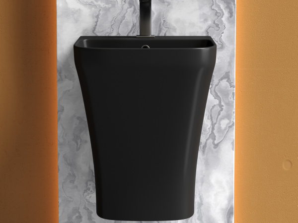 Раковина подвесная моноблок прямоугольная Ceramica Nova Dion CN6067MB фарфор цвет черный матовый