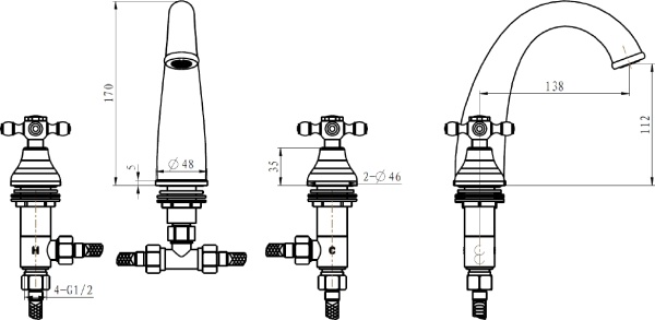 Смеситель для раковины Boheme Tradizionale Chromo 277 хром