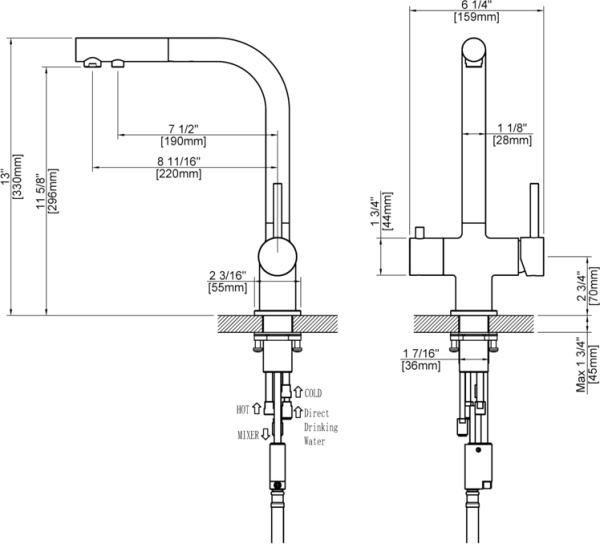 Смеситель для кухни Timo Saona 2356/18FL с подключением к фильтру черный