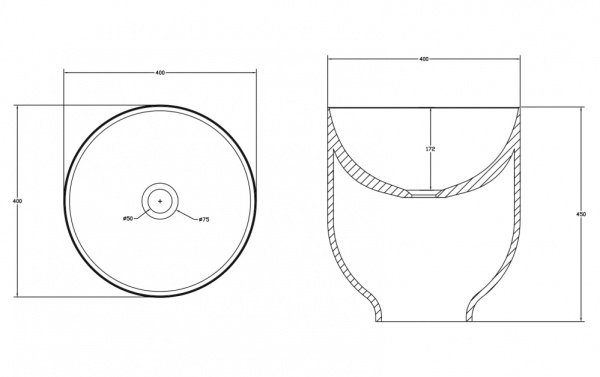 Раковина  круглая Abber STEIN AS2618 искусственный камень цвет белый матовый