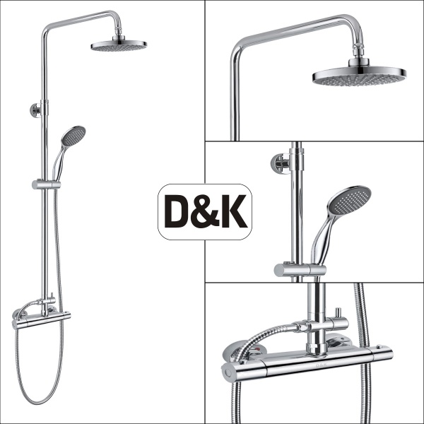 Душевая система со смесителем D&K Bayern DA2153701B07 монтаж настенная с термостатом хром