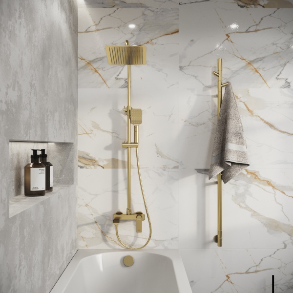 Душевая система со смесителем Grossman Cosmo 500.K35.02.320 монтаж настенная без термостата матовое золото