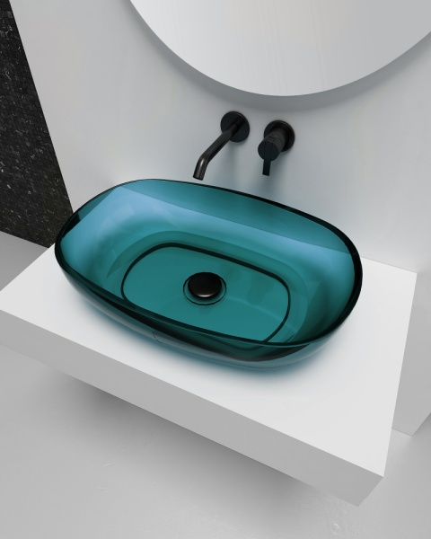Раковина  овальная Abber Kristall AT2805Aquamarin полиэфирная смола цвет бирюзовый