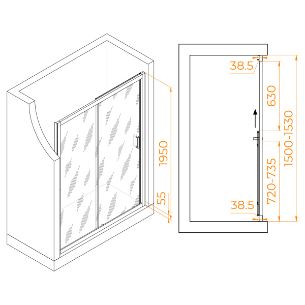 Душевая дверь RGW Passage PA-016 350801615-11 150 см стекла прозрачные, профиль хром