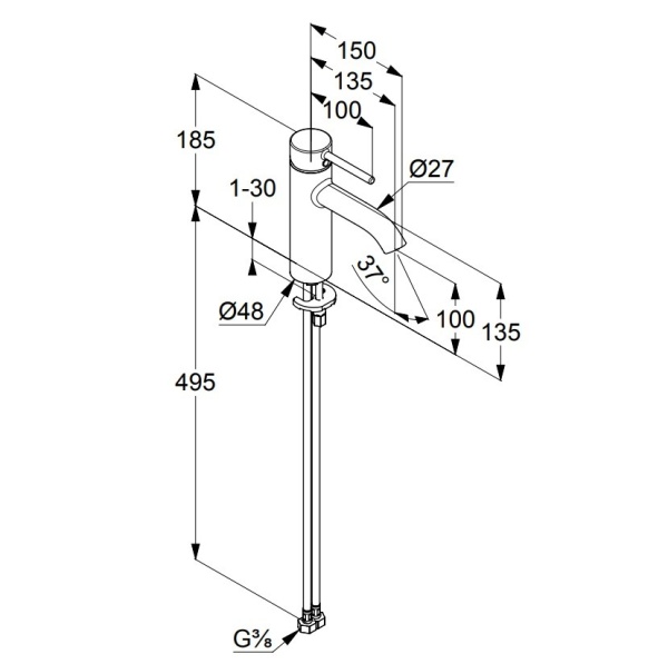 Смеситель для раковины Kludi Bozz 38282N076 брашированное золото