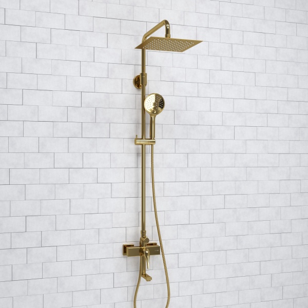 Душевая система со смесителем Wasserkraft  A171.256.207.PG монтаж настенная без термостата золото