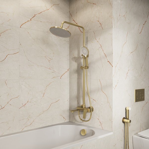 Душевая система со смесителем Grossman Galaxy 500.K35.01.320 монтаж настенная без термостата матовое золото
