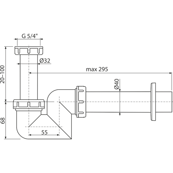 Сифон для  биде Alcaplast A45F-DN40 пластик белый