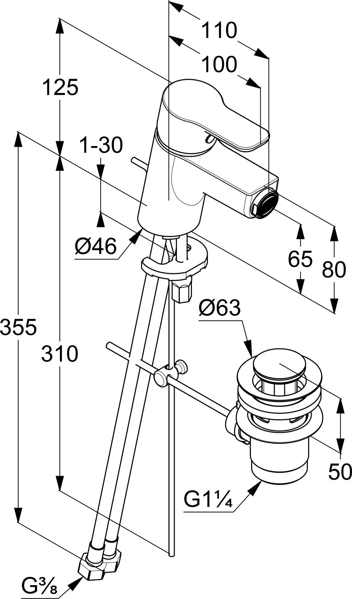 Смеситель для биде Kludi Pure&Easy 375330565 латунь хром