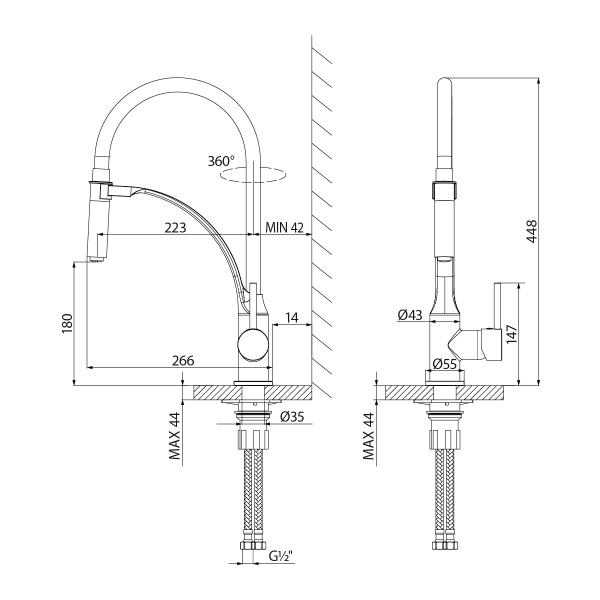 Смеситель для кухни Lemark Soul LM6007BL без подключения к фильтру черный