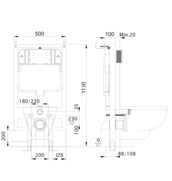 Инсталляция для подвесного унитаза Акватек Standart INS-0000020 механическая