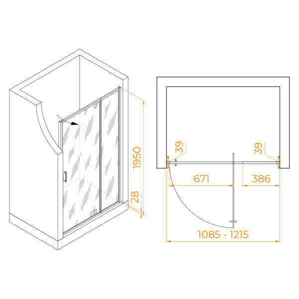 Душевая дверь RGW Passage PA-008 350800812-11 110 см стекла прозрачные, профиль хром