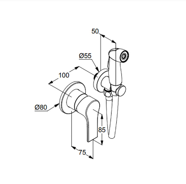 Гигиенический душ Kludi Zenta SL 489990565 встраиваемый в стену хром