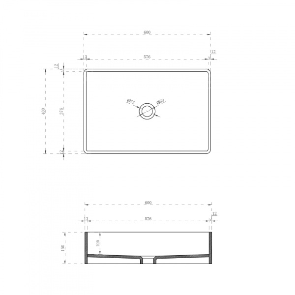 Раковина  прямоугольная Abber Kristall AT2803Opal полиэфирная смола цвет коричневый