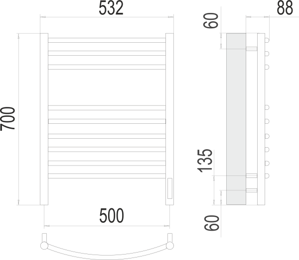 Полотенцесушитель электрический Terminus Классик П9  50x70 4670078527356 хром