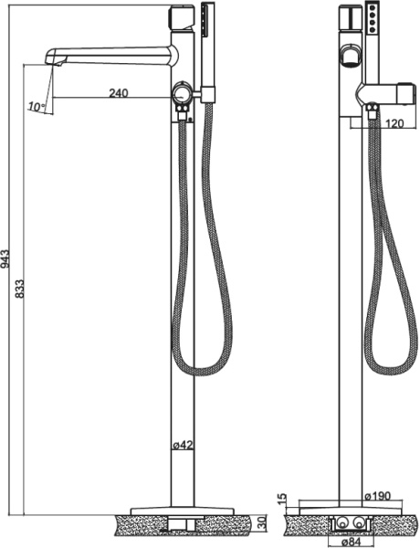 Смеситель  BelBagno Uno UNO-FMT-NERO  
 