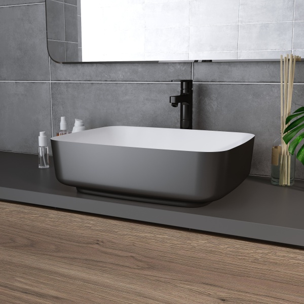 Раковина  прямоугольная Grossman Color GR-4043BW фаянс цвет черно-белый