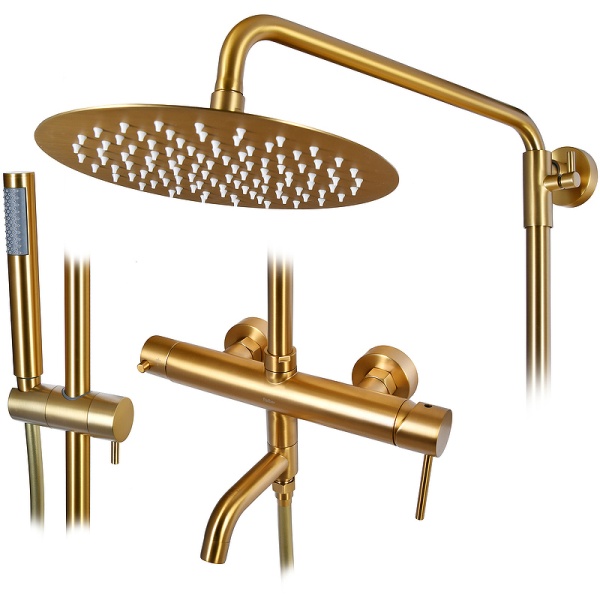 Душевая система со смесителем Raiber Graceful RPG-006 монтаж настенная без термостата матовое золото