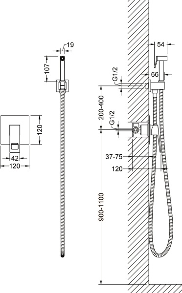 Гигиенический душ Timo Briana 7189/00SM встраиваемый в стену хром