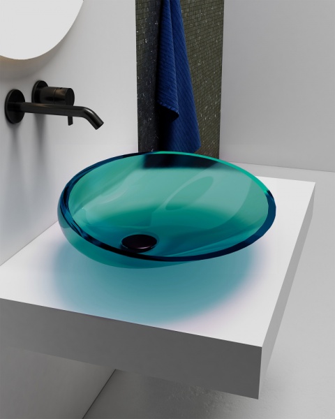 Раковина  овальная Abber Kristall AT2812Aquamarin полиэфирная смола цвет бирюзовый