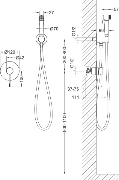 Гигиенический душ Timo Saona 2389/00SM встраиваемый в стену хром