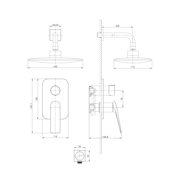 Душевая система со смесителем Lemark Allegro LM5929CW монтаж встраиваемая в стену без термостата хром/белая