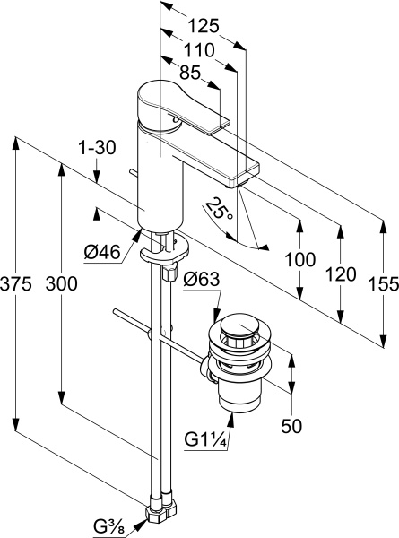 Смеситель для раковины Kludi Zenta SL 482900565 хром