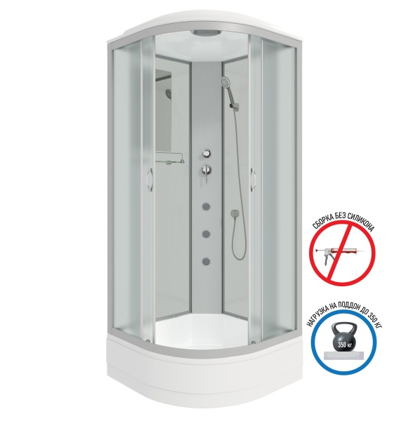 Душевая кабина с крышей Niagara Classic NG-3301-14G четверть круга  90x90 стекла матовые, профиль матовый хром