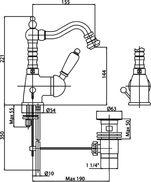Смеситель для биде Cezares Elite ELITE-BSM2-03/24-Bi латунь 