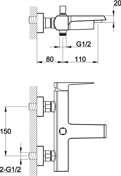 Смеситель для ванны или душа BelBagno Arlie ARL-VASM-CRM  
 хром