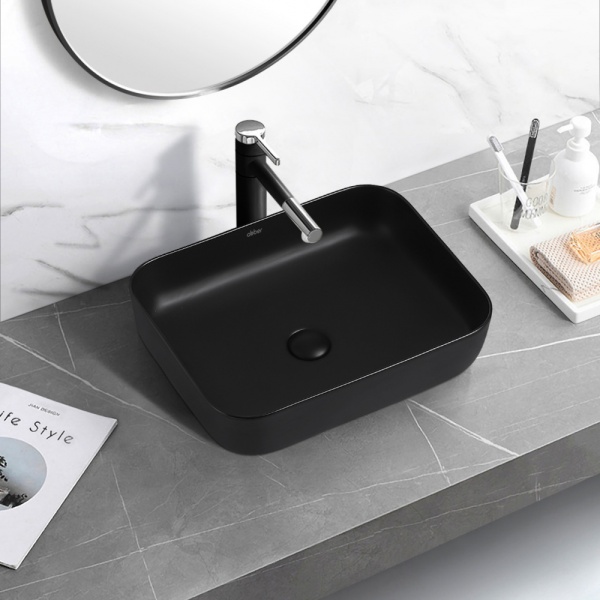 Раковина  прямоугольная Abber Rechteck AC2202MB керамика цвет черный матовый