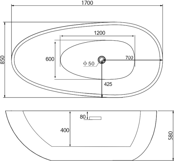 Акриловая ванна Abber  AB9211 170x80