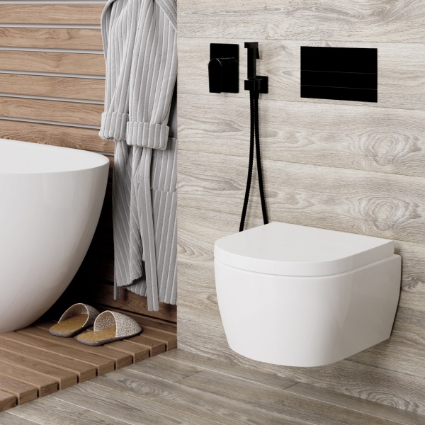 Гигиенический душ Wasserkraft Glan A66096 встраиваемый в стену черный глянец