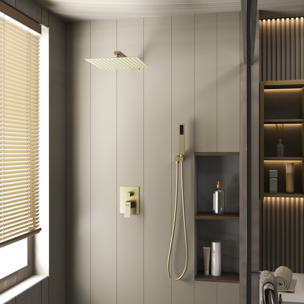 Душевая система со смесителем D&K Bayern.Liszt DA1515707A04 монтаж встраиваемая в стену без термостата матовое золото