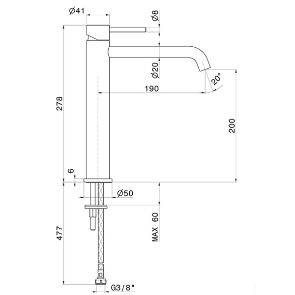 Смеситель для раковины Newform X-Steel 316 69614X.50.050 stainless steel
