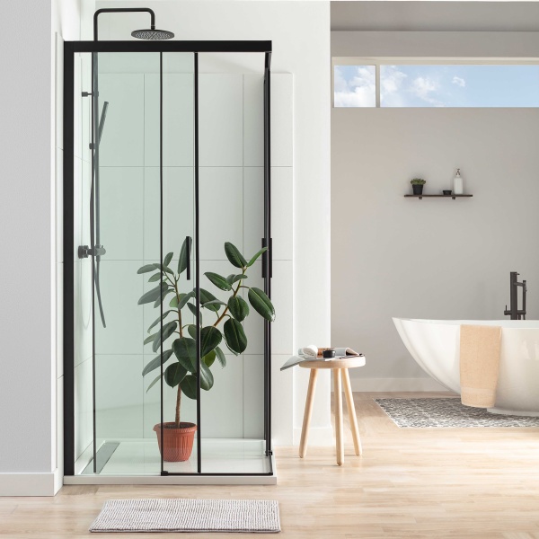 Душевой угол Aquanet Pleasure AE60-S-100x100U-BT квадратная  100x100 стекла прозрачные, профиль черный