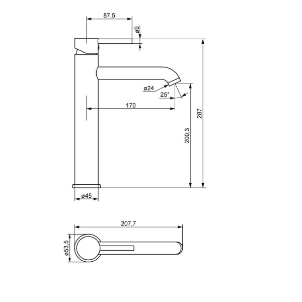 Смеситель для раковины Damixa Scandinavian Pure 360250600 золото