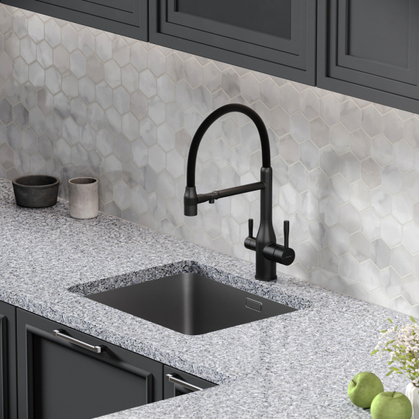 Смеситель для кухни Sancos Garda SC4009MB с подключением к фильтру матовый черный/черный