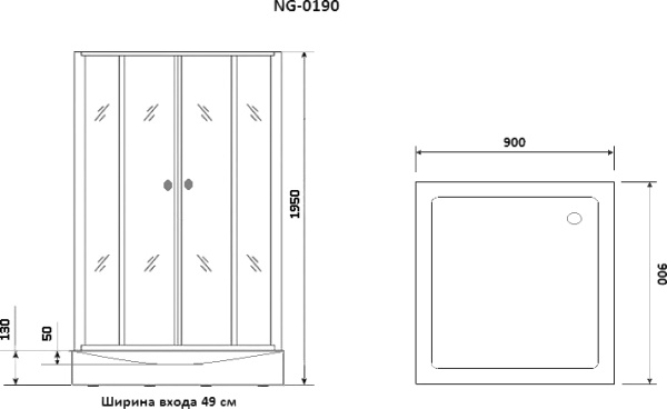 Душевой угол Niagara Nova NG-0190-14 квадратная  90x90 стекла прозрачные, профиль черный