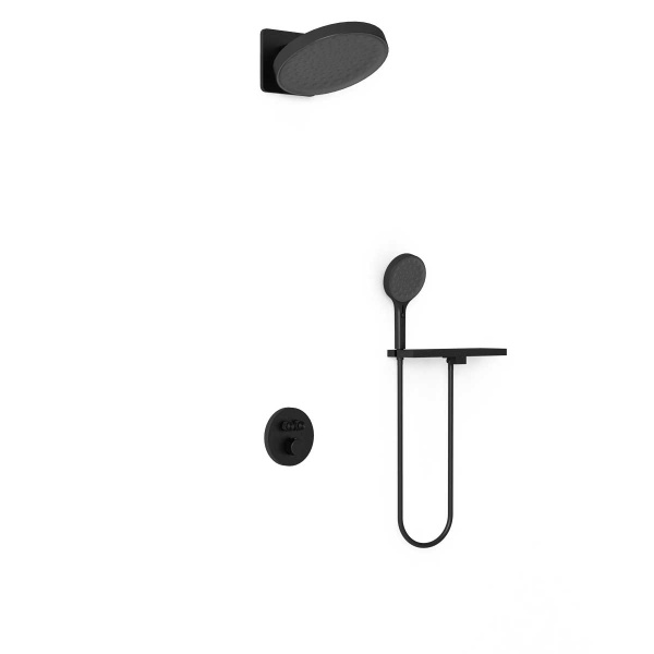 Душевая система со смесителем Vincea Inspire VSFW-3I22MT3RMB монтаж встраиваемая в стену с термостатом черный матовый