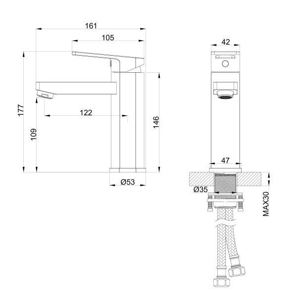 Смеситель для раковины Wonzon&amp;Woghand Frame WW-88139010-BG брашированное золото
