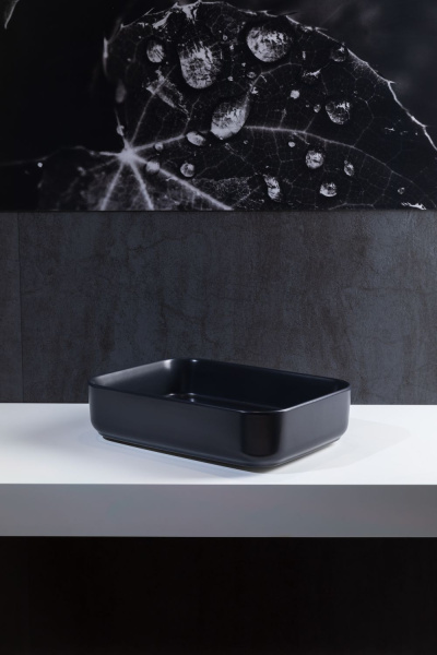 Раковина накладная прямоугольная Allen Brau Fantasy 4.11021.31 керамика цвет черный матовый