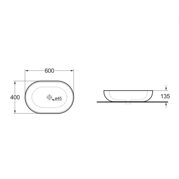 Раковина накладная овальная Vincea  VBS-113MA фарфор цвет темно-серый матовый