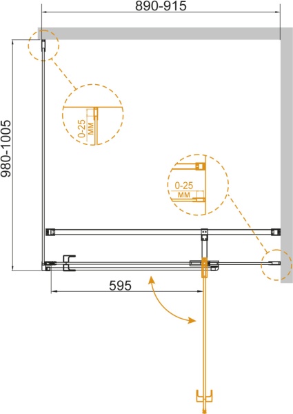Душевой угол Cezares Valvola VALVOLA-AH-1-90/100-C-Cr прямоугольная  стекла прозрачные, профиль хром