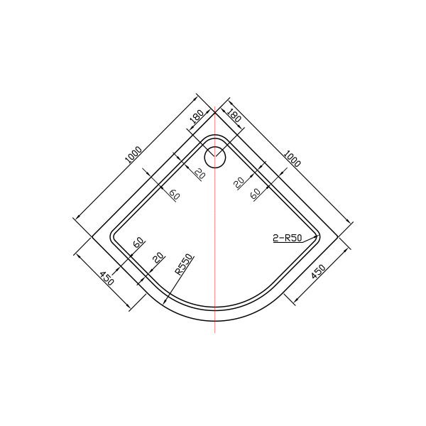 Душевой поддон  Vincea Поддоны акриловые H135 VST-2AQ-1010 четверть круга акрил 100x100 белый