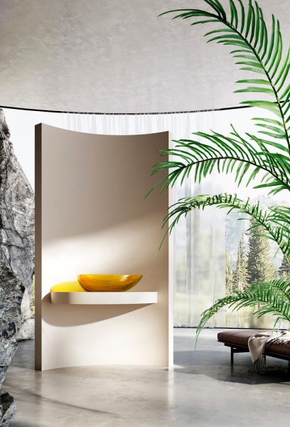 Раковина накладная овальная Abber Kristall AT2811Amber полиэфирная смола цвет желтый