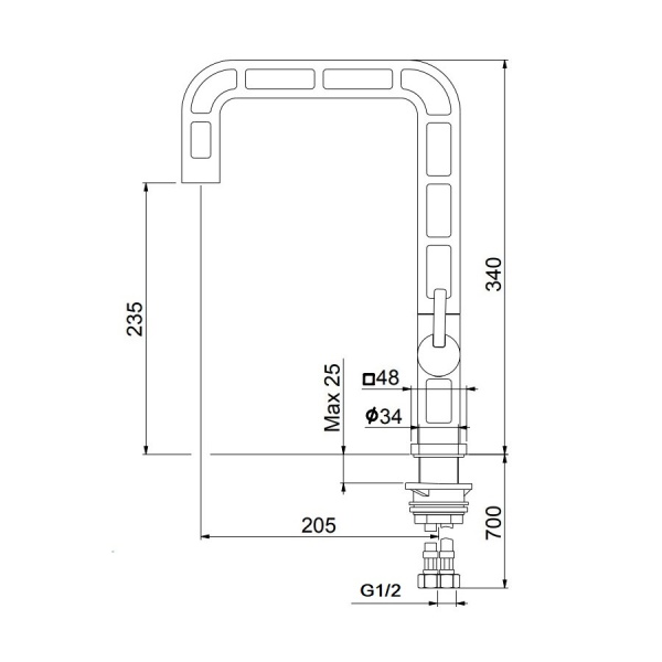 Смеситель для кухни Webert One-A ON921202560 без подключения к фильтру черный