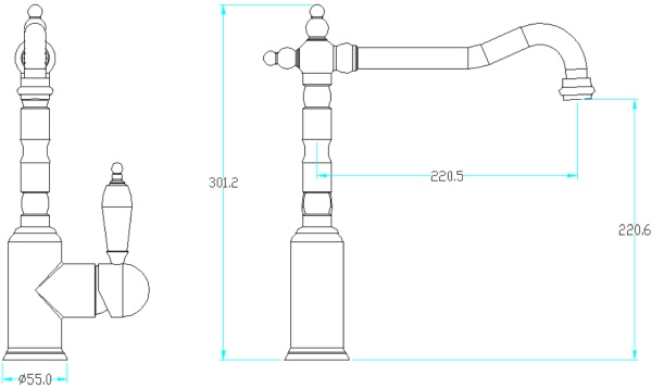 Смеситель для кухни Boheme Tradizionale Oro 102 без подключения к фильтру золото