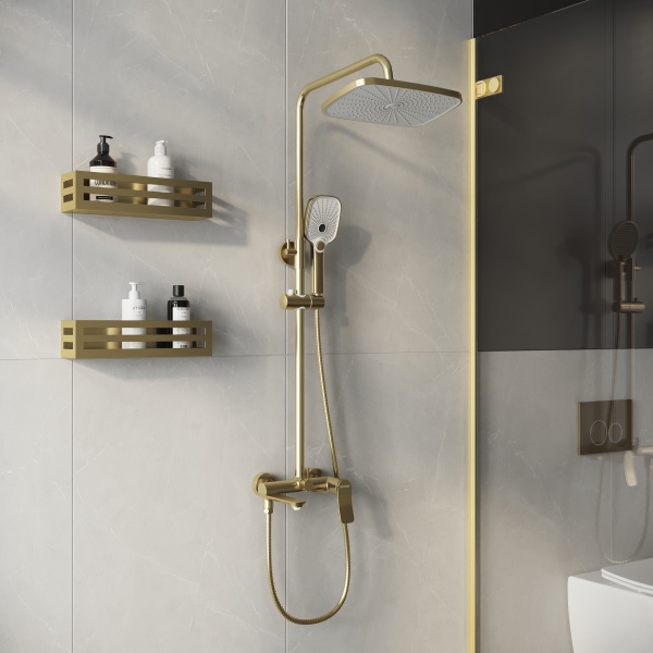 Душевая система со смесителем Grossman Advans 500.K35.09.320 монтаж настенная без термостата золото