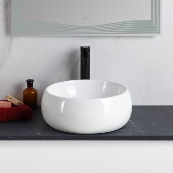 Раковина накладная круглая BelBagno  BB1065 фаянс цвет белый